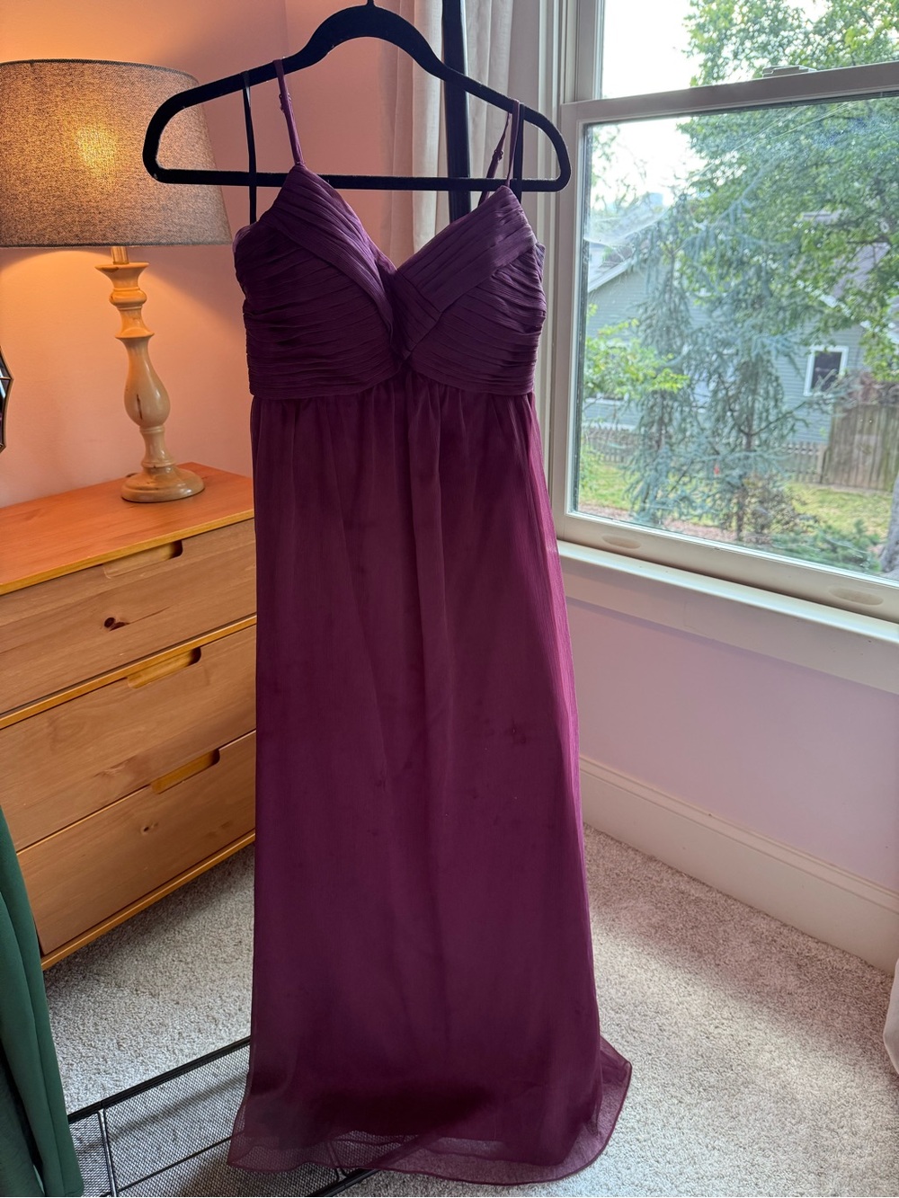 Anthropologie BHLDN Strapless Chiffon Maxi Dress in Plum